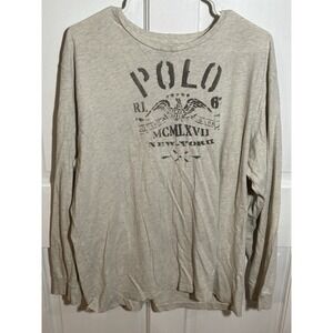 Polo R Lauren New York Military Stencil Large Long Sleeve Shirt Large *flaws